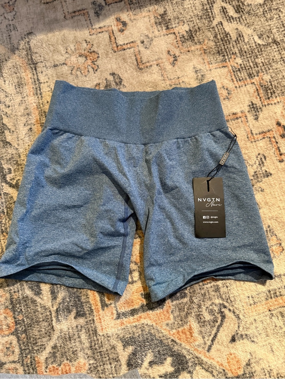 NVGTN Navy Heather High-Waist Bike Shorts